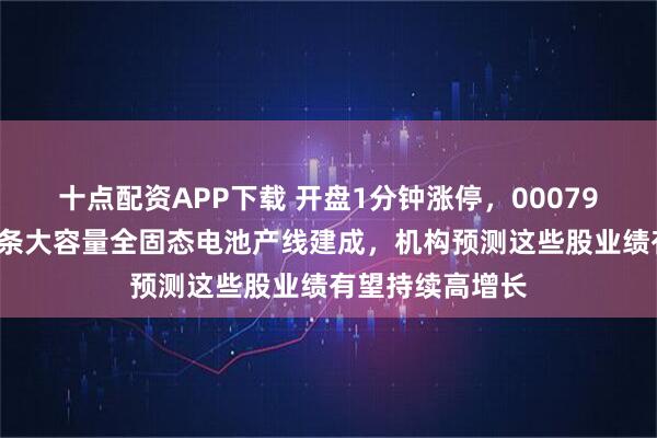 十点配资APP下载 开盘1分钟涨停，000798提示风险！首条大容量全固态电池产线建成，机构预测这些股业绩有望持续高增长