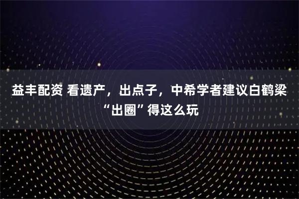 益丰配资 看遗产,出点子,中希学者建议白鹤梁“出圈”得这么玩